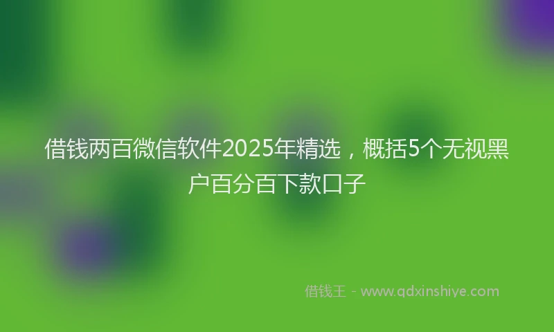 借钱两百微信软件2025年精选，概括5个无视黑户百分百下款口子