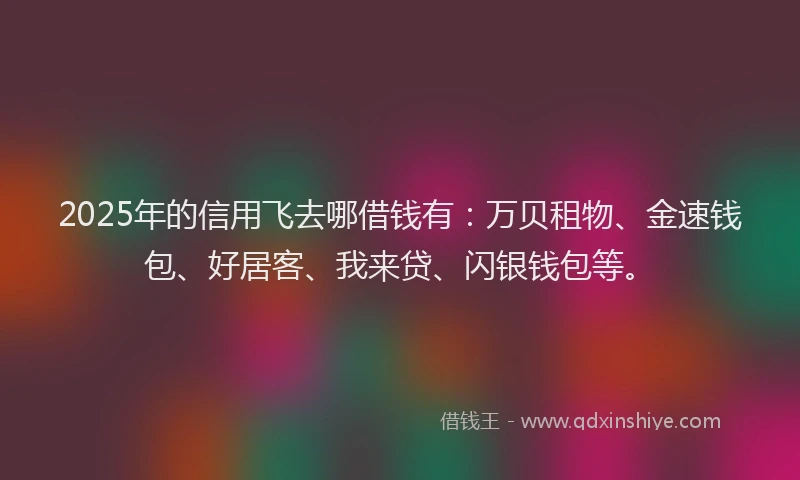 2025年的信用飞去哪借钱有：万贝租物、金速钱包、好居客、我来贷、闪银钱包等。