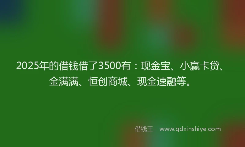 2025年的借钱借了3500有：现金宝、小赢卡贷、金满满、恒创商城、现金速融等。