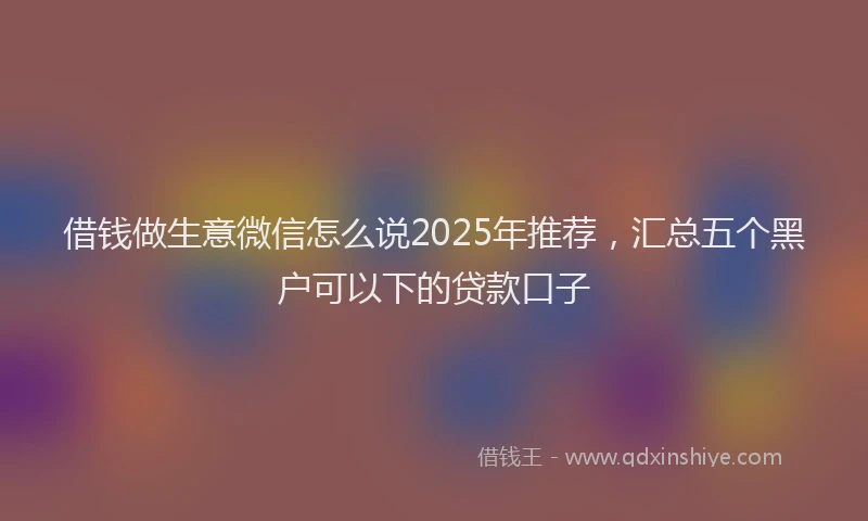 借钱做生意微信怎么说2025年推荐，汇总五个黑户可以下的贷款口子