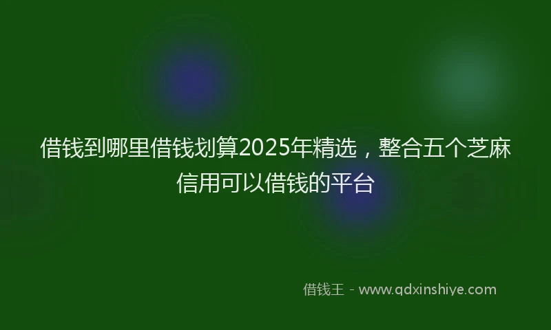 借钱到哪里借钱划算2025年精选，整合五个芝麻信用可以借钱的平台