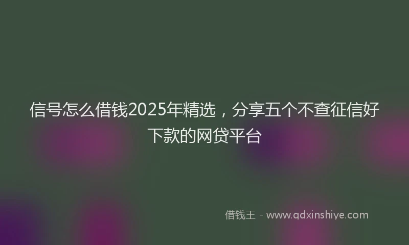 信号怎么借钱2025年精选，分享五个不查征信好下款的网贷平台