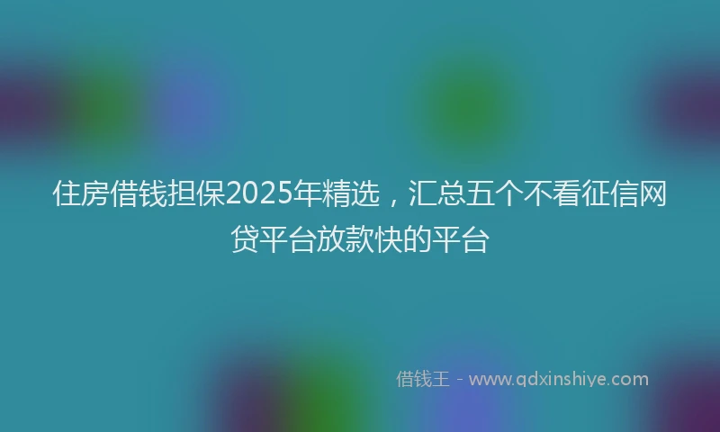 住房借钱担保2025年精选，汇总五个不看征信网贷平台放款快的平台