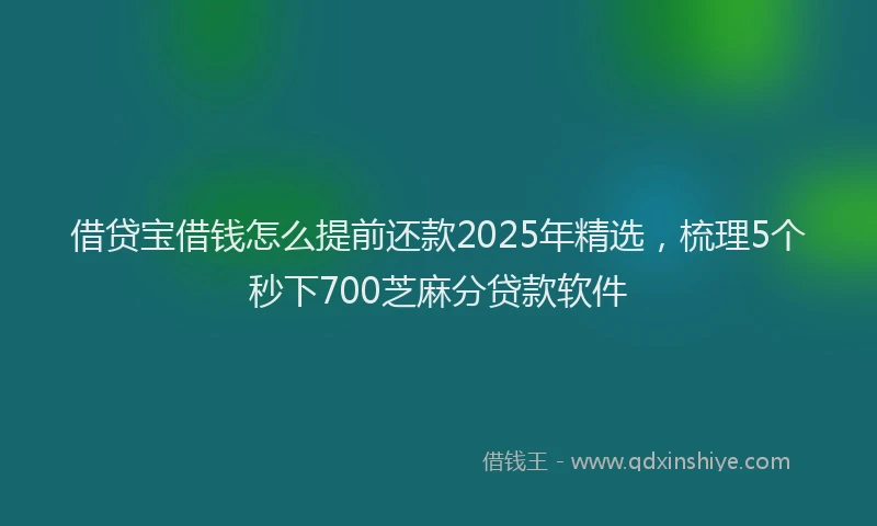 借贷宝借钱怎么提前还款2025年精选，梳理5个秒下700芝麻分贷款软件
