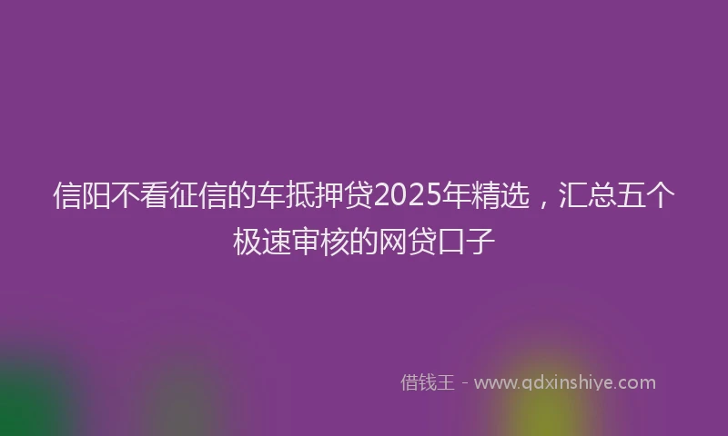 信阳不看征信的车抵押贷2025年精选，汇总五个极速审核的网贷口子