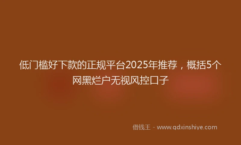 低门槛好下款的正规平台2025年推荐，概括5个网黑烂户无视风控口子