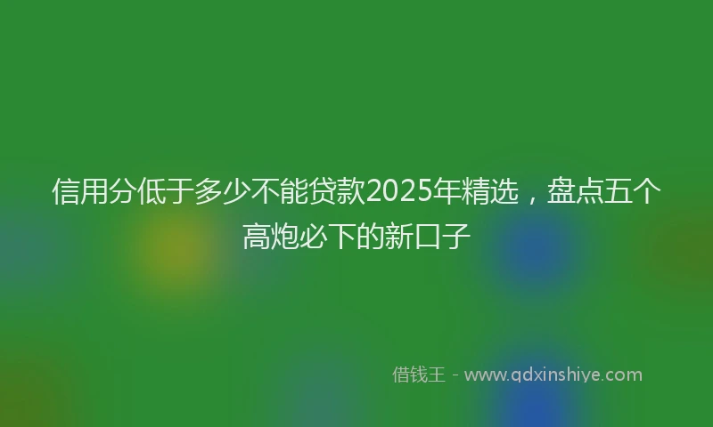 信用分低于多少不能贷款2025年精选，盘点五个高炮必下的新口子
