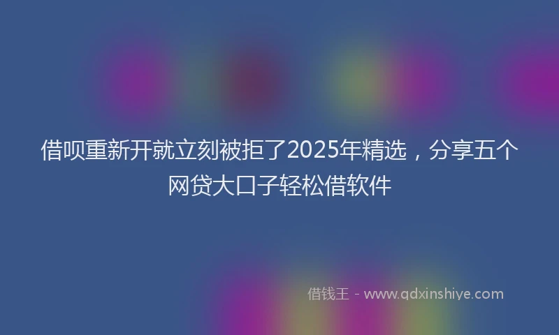 借呗重新开就立刻被拒了2025年精选，分享五个网贷大口子轻松借软件