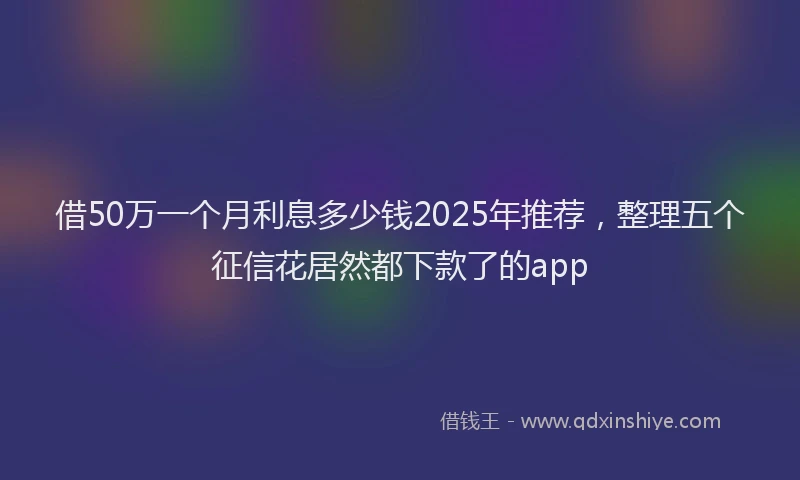 借50万一个月利息多少钱2025年推荐，整理五个征信花居然都下款了的app
