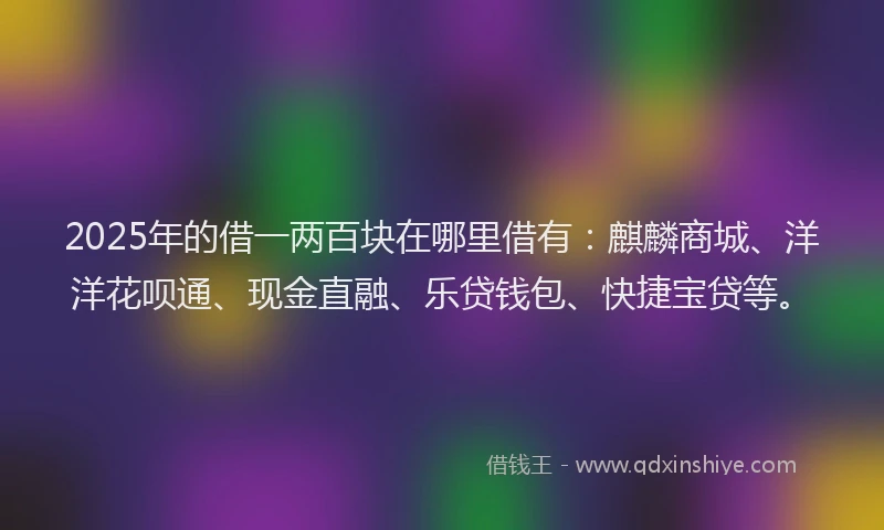 2025年的借一两百块在哪里借有：麒麟商城、洋洋花呗通、现金直融、乐贷钱包、快捷宝贷等。