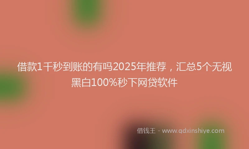 借款1千秒到账的有吗2025年推荐，汇总5个无视黑白100%秒下网贷软件