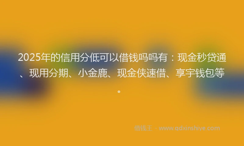 2025年的信用分低可以借钱吗吗有：现金秒贷通、现用分期、小金鹿、现金侠速借、享宇钱包等。