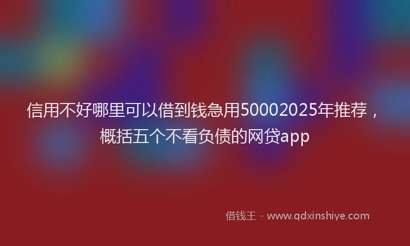 信用不好哪里可以借到钱急用50002025年推荐，概括五个不看负债的网贷app