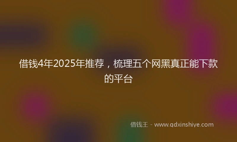 借钱4年2025年推荐，梳理五个网黑真正能下款的平台