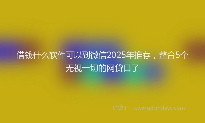 借钱什么软件可以到微信2025年推荐，整合5个无视一切的网贷口子