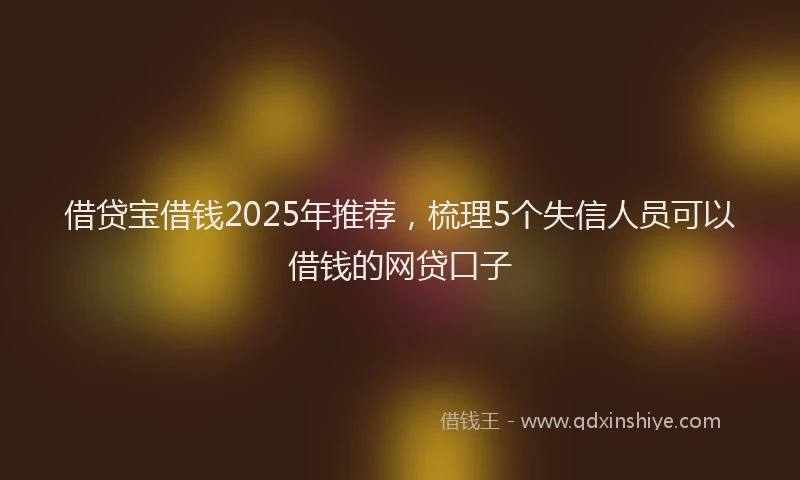 借贷宝借钱2025年推荐，梳理5个失信人员可以借钱的网贷口子