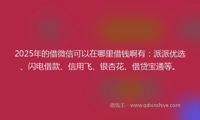 2025年的借微信可以在哪里借钱啊有：派派优选、闪电借款、信用飞、银杏花、借贷宝通等。