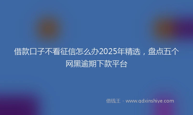 借款口子不看征信怎么办2025年精选，盘点五个网黑逾期下款平台