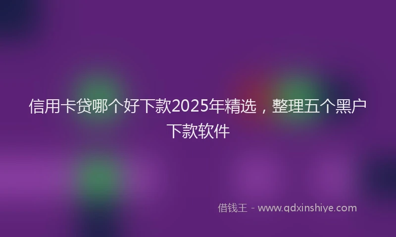 信用卡贷哪个好下款2025年精选，整理五个黑户下款软件