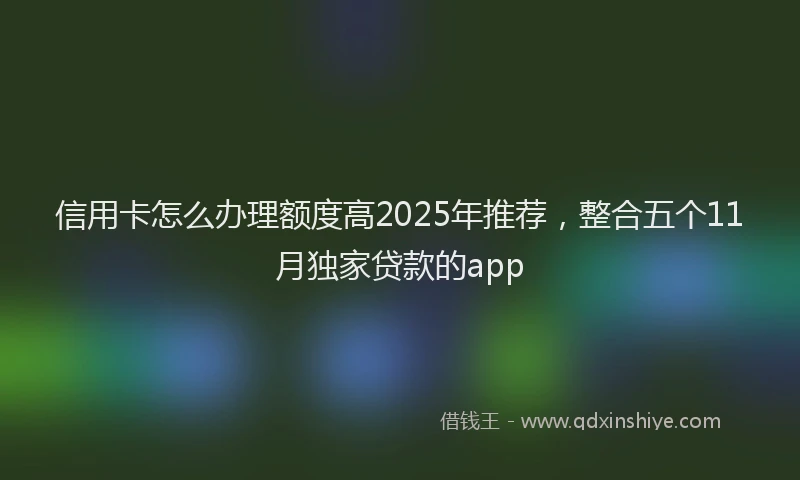 信用卡怎么办理额度高2025年推荐，整合五个11月独家贷款的app