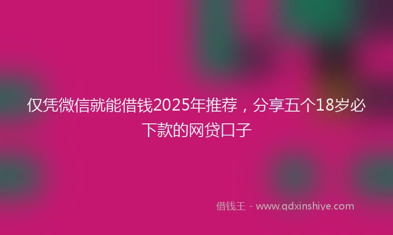 仅凭微信就能借钱2025年推荐，分享五个18岁必下款的网贷口子
