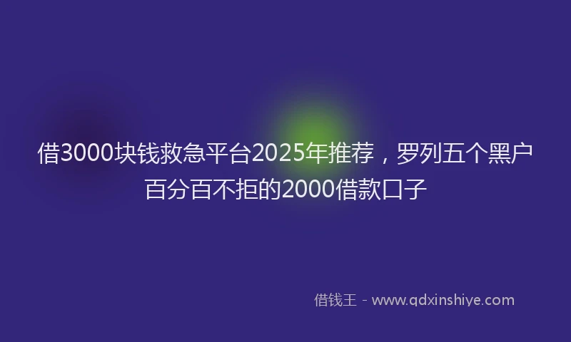借3000块钱救急平台2025年推荐，罗列五个黑户百分百不拒的2000借款口子