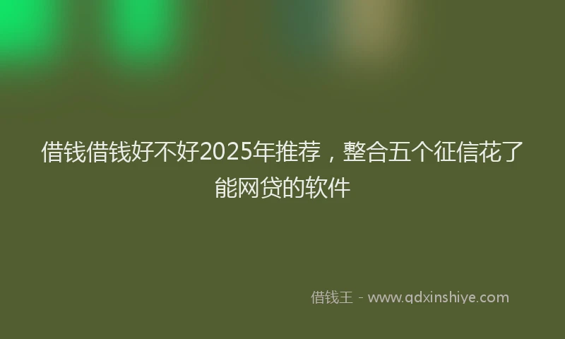借钱借钱好不好2025年推荐，整合五个征信花了能网贷的软件