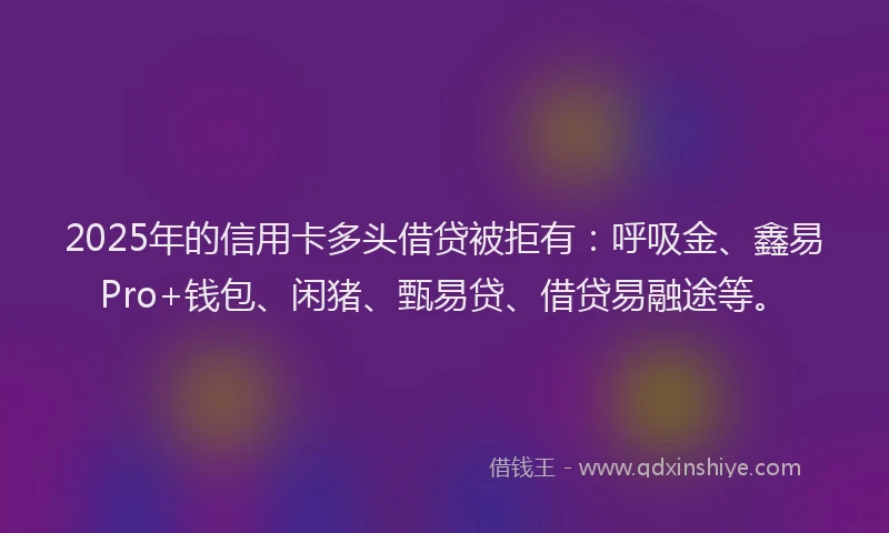 2025年的信用卡多头借贷被拒有：呼吸金、鑫易Pro+钱包、闲猪、甄易贷、借贷易融途等。