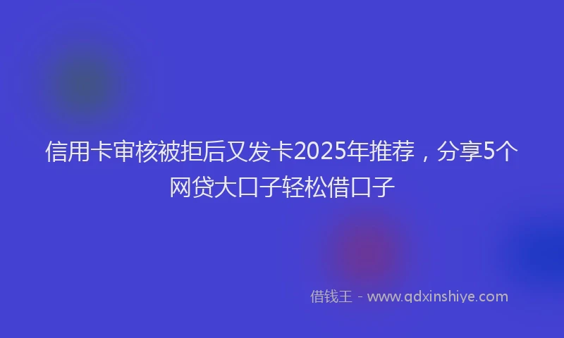 信用卡审核被拒后又发卡2025年推荐，分享5个网贷大口子轻松借口子