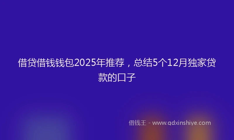 借贷借钱钱包2025年推荐，总结5个12月独家贷款的口子