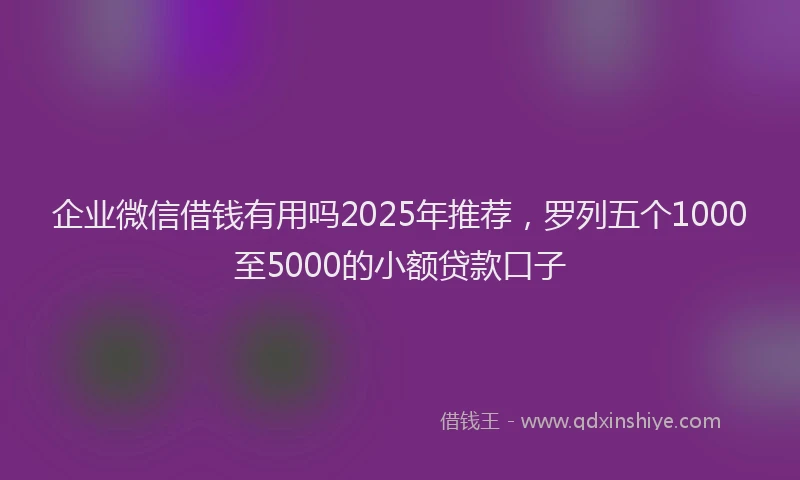 企业微信借钱有用吗2025年推荐，罗列五个1000至5000的小额贷款口子