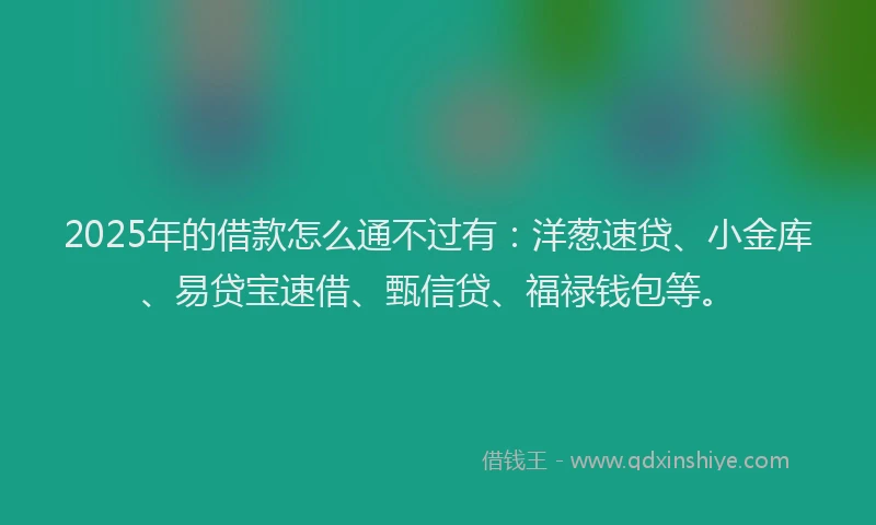 2025年的借款怎么通不过有：洋葱速贷、小金库、易贷宝速借、甄信贷、福禄钱包等。
