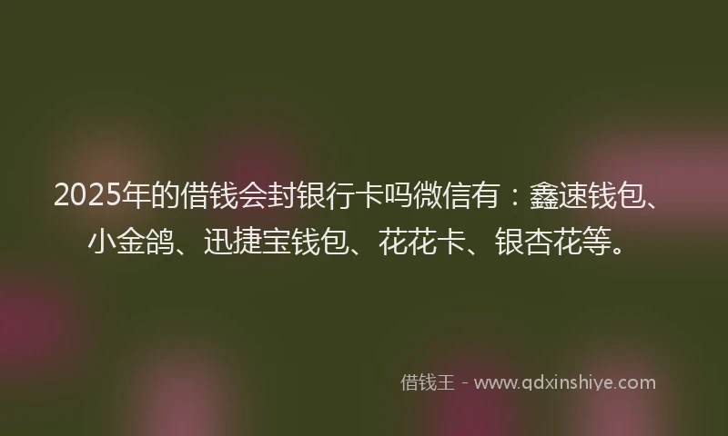 2025年的借钱会封银行卡吗微信有：鑫速钱包、小金鸽、迅捷宝钱包、花花卡、银杏花等。