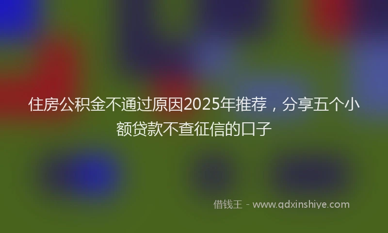 住房公积金不通过原因2025年推荐，分享五个小额贷款不查征信的口子