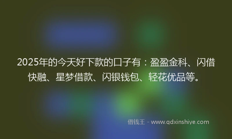 2025年的今天好下款的口子有：盈盈金科、闪借快融、星梦借款、闪银钱包、轻花优品等。