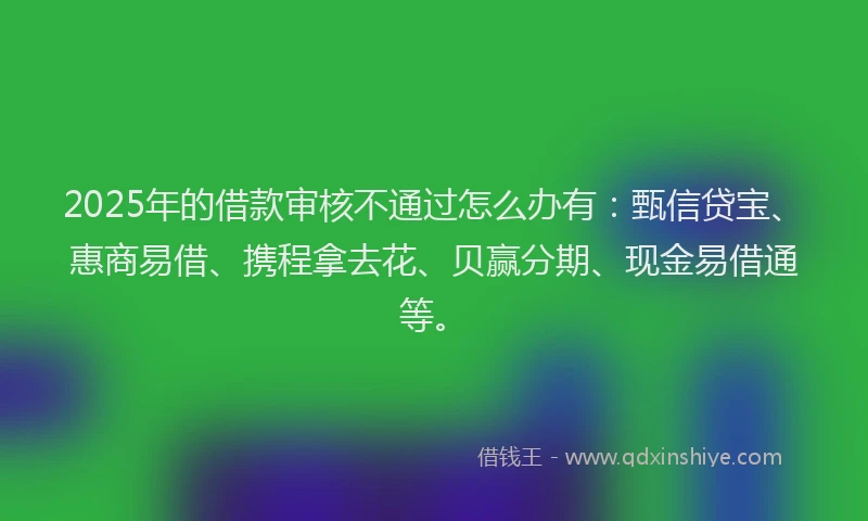 2025年的借款审核不通过怎么办有：甄信贷宝、惠商易借、携程拿去花、贝赢分期、现金易借通等。