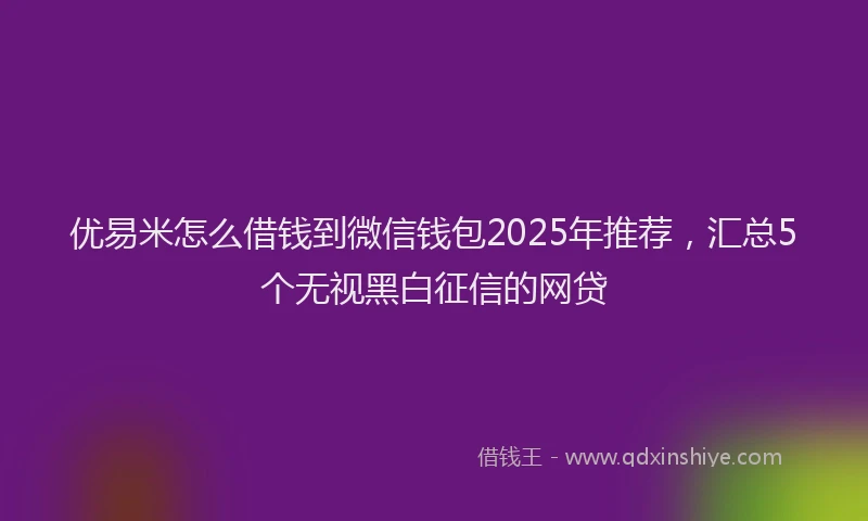 优易米怎么借钱到微信钱包2025年推荐，汇总5个无视黑白征信的网贷