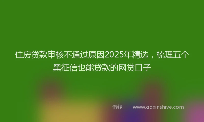 住房贷款审核不通过原因2025年精选，梳理五个黑征信也能贷款的网贷口子