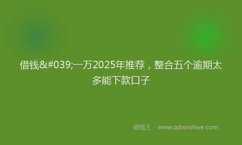 借钱&#039;一万2025年推荐，整合五个逾期太多能下款口子