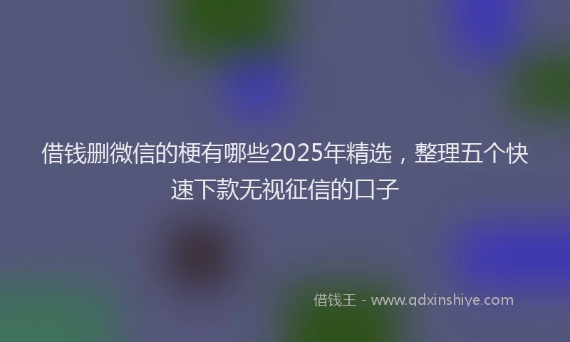 借钱删微信的梗有哪些2025年精选，整理五个快速下款无视征信的口子