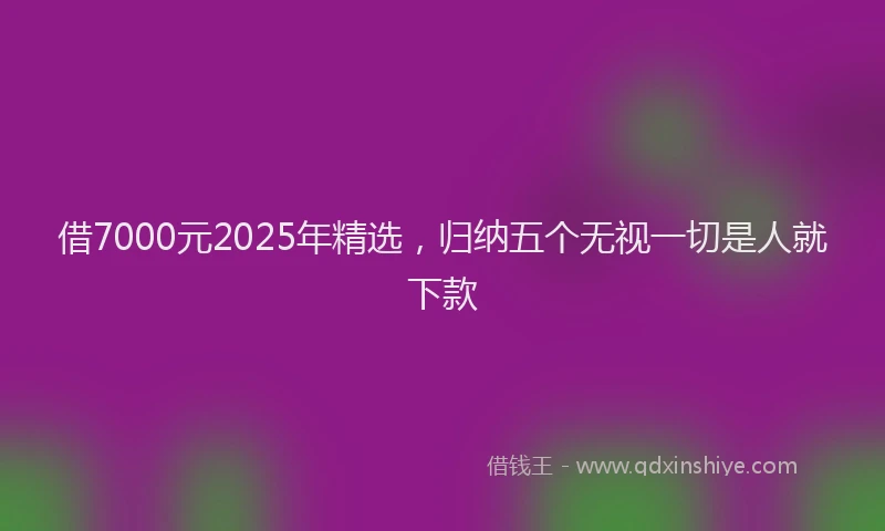 借7000元2025年精选，归纳五个无视一切是人就下款
