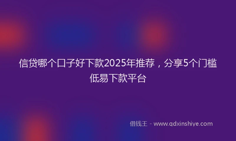 信贷哪个口子好下款2025年推荐，分享5个门槛低易下款平台