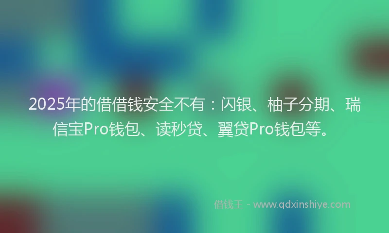 2025年的借借钱安全不有：闪银、柚子分期、瑞信宝Pro钱包、读秒贷、翼贷Pro钱包等。