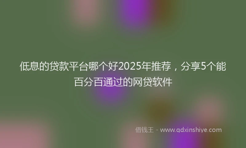 低息的贷款平台哪个好2025年推荐，分享5个能百分百通过的网贷软件
