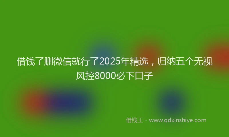 借钱了删微信就行了2025年精选，归纳五个无视风控8000必下口子