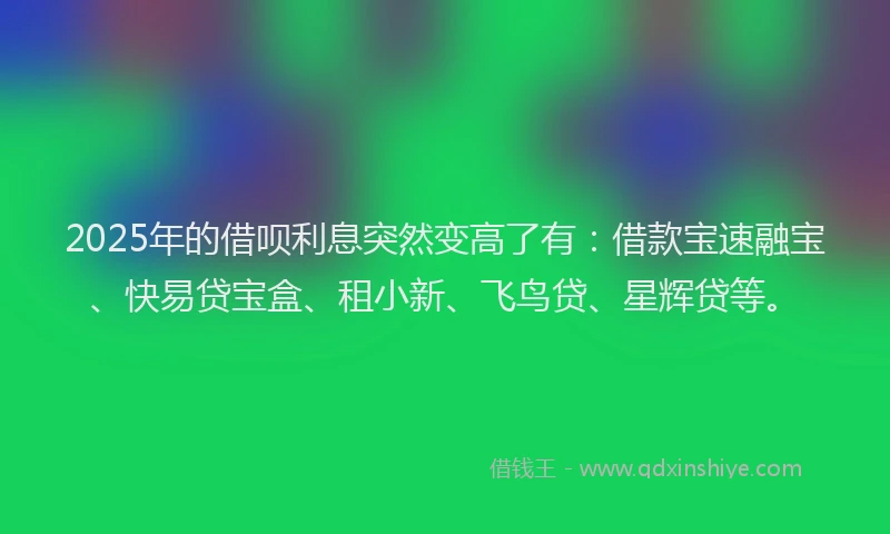 2025年的借呗利息突然变高了有：借款宝速融宝、快易贷宝盒、租小新、飞鸟贷、星辉贷等。