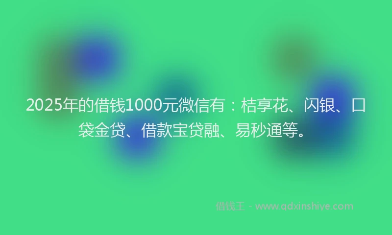 2025年的借钱1000元微信有：桔享花、闪银、口袋金贷、借款宝贷融、易秒通等。