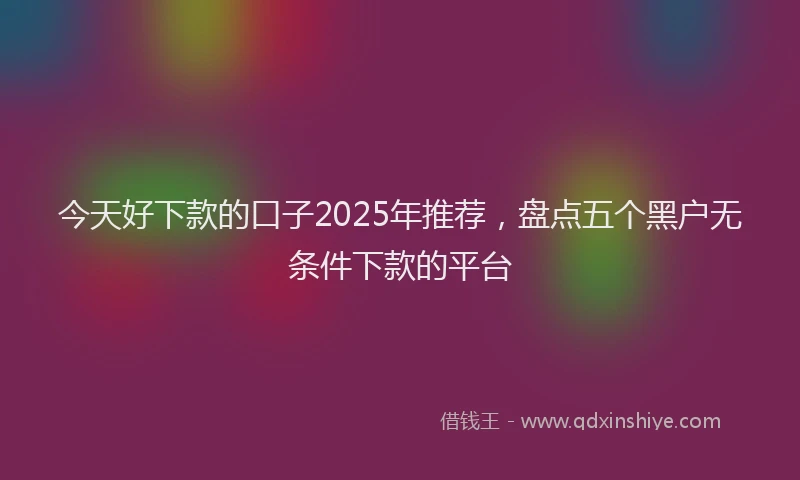 今天好下款的口子2025年推荐，盘点五个黑户无条件下款的平台