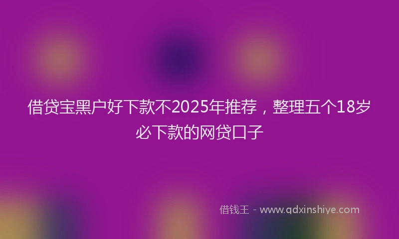 借贷宝黑户好下款不2025年推荐，整理五个18岁必下款的网贷口子