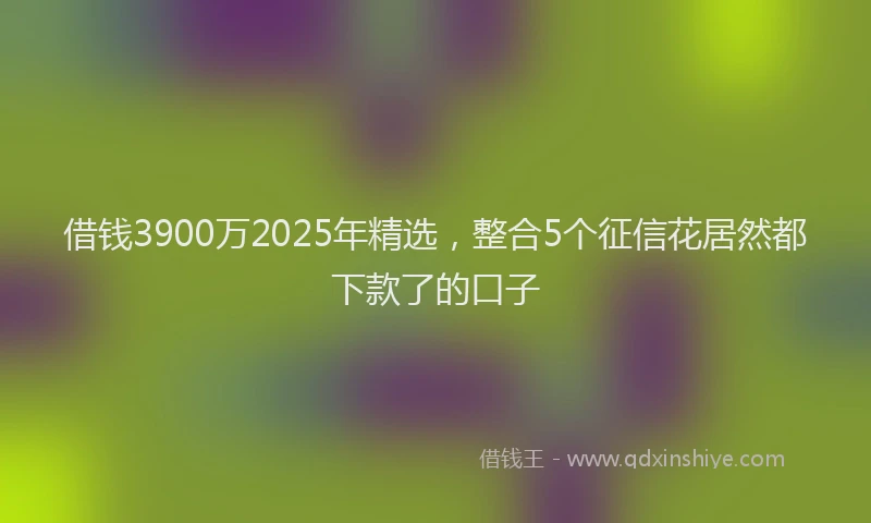 借钱3900万2025年精选，整合5个征信花居然都下款了的口子